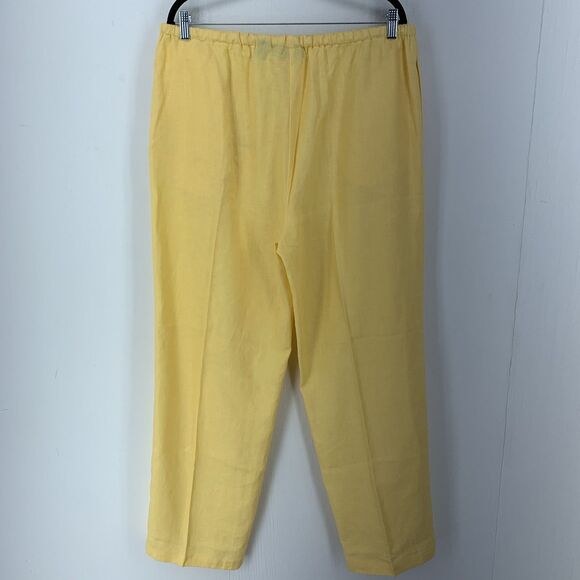 Harris Wallace Womens XL Linen Pants Spring Yellow Pull On Drawstring Beach NEW - Picture 7 of 8